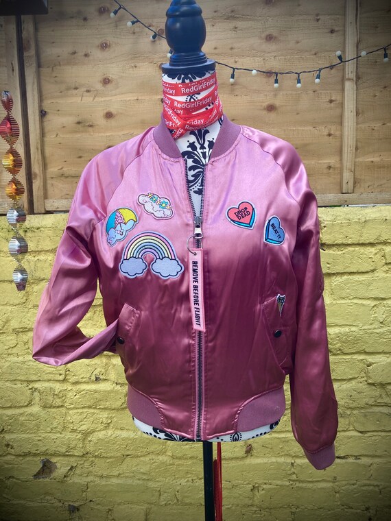 Custom Pink Satin Kawaii Queer Bomber 