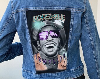 CUSTOMIZABLE Woman's denim jacket - HAND DRAWN