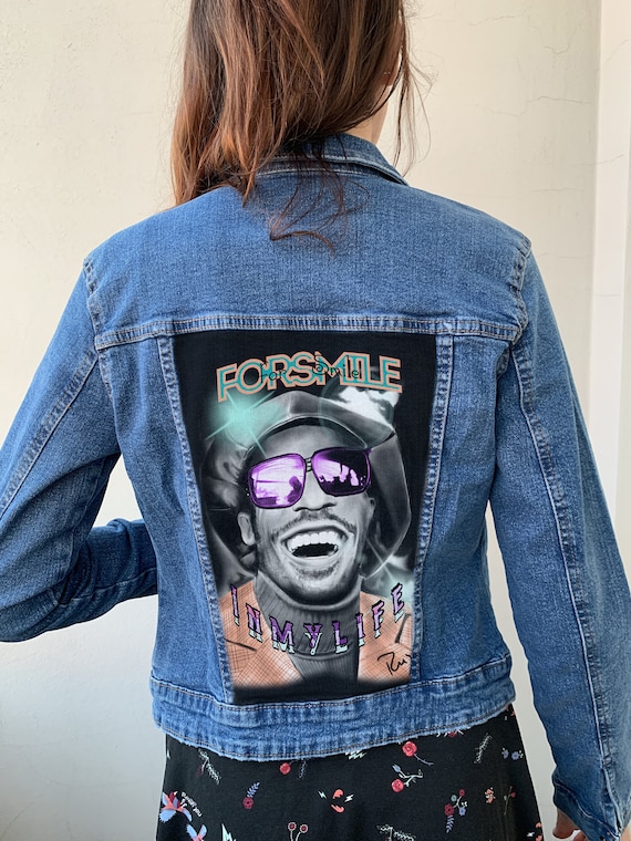 Veste en jean femme PERSONNALISABLE HAND DRAWN Etsy France