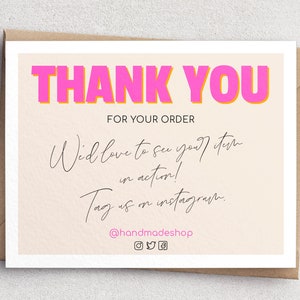 Thank You For Your Purchase Printable, Business Thank You Card, Thank You Card Template, Customer Thank You, Thank You Card, Bright Bold