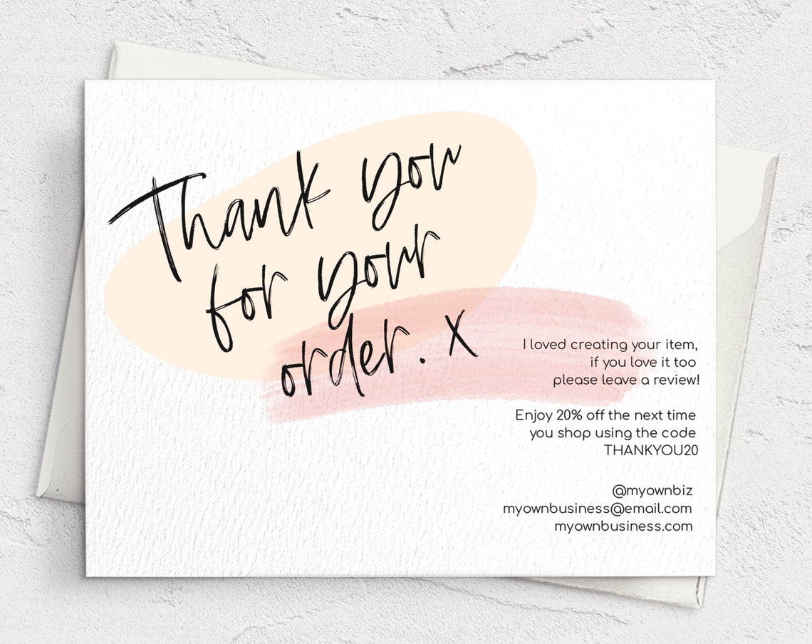 Thank You For Your Purchase Printable 4.25x5.5 Etsy
