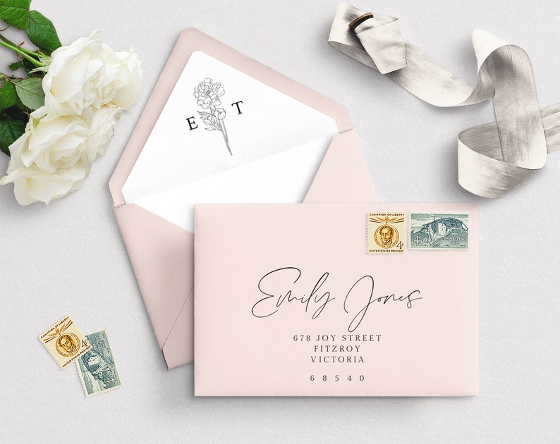 Envelope Address And Liner Template A7 Euro Flap Square Etsy