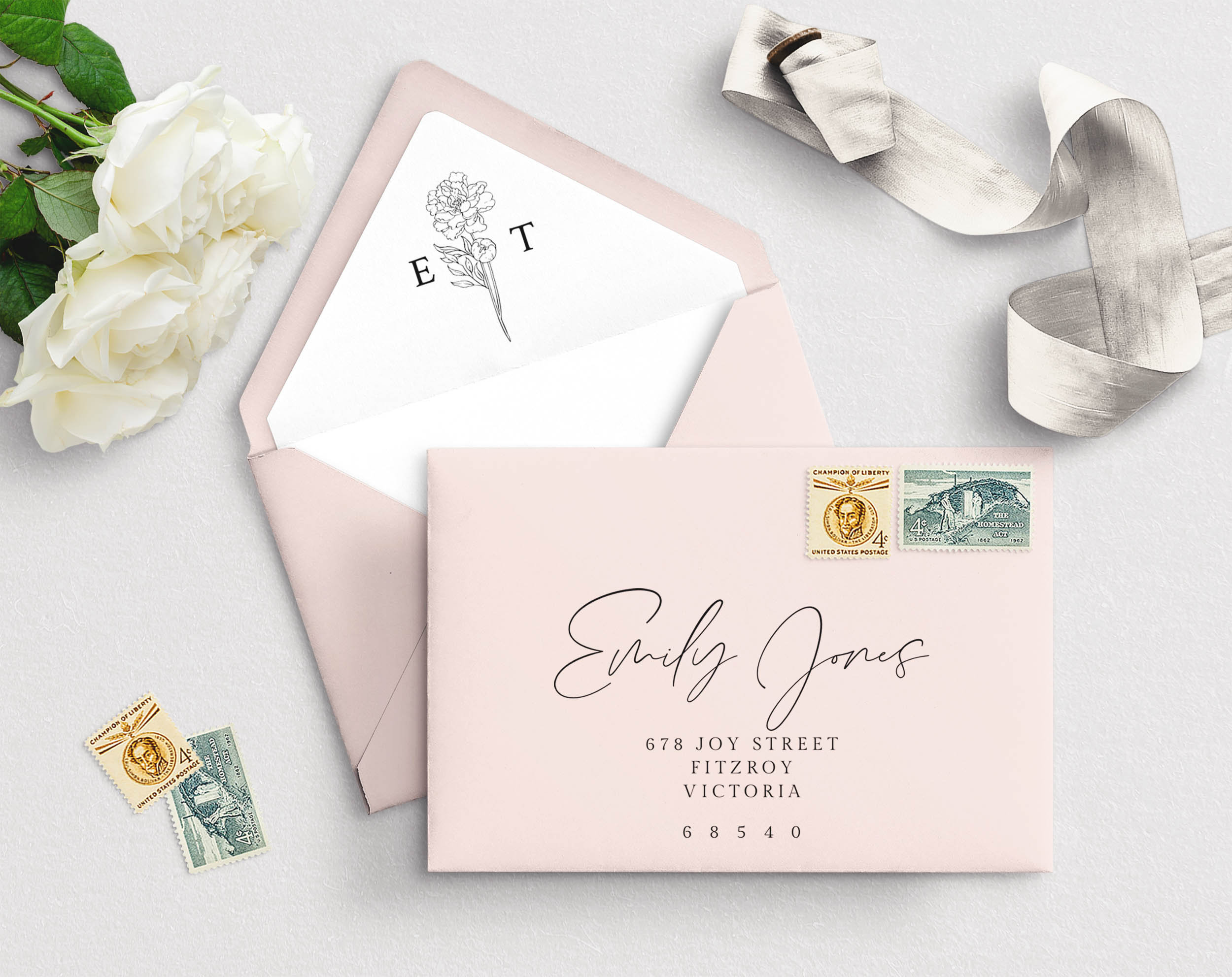 Envelope Address And Liner Template A7 Euro Flap Square Etsy
