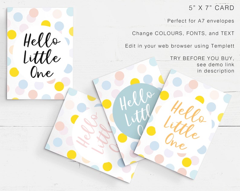 New Born Baby Card Template 5x7 Folded Edit And Print | Etsy