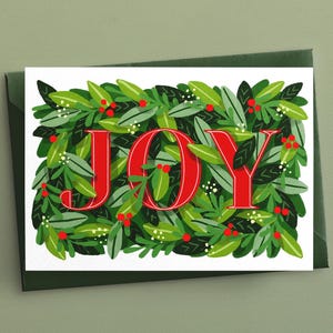 Modello modificabile per biglietto di Natale per cartolina di festa con verde invernale per biglietto di auguri personalizzabile con ghirlanda festiva - Download immediato