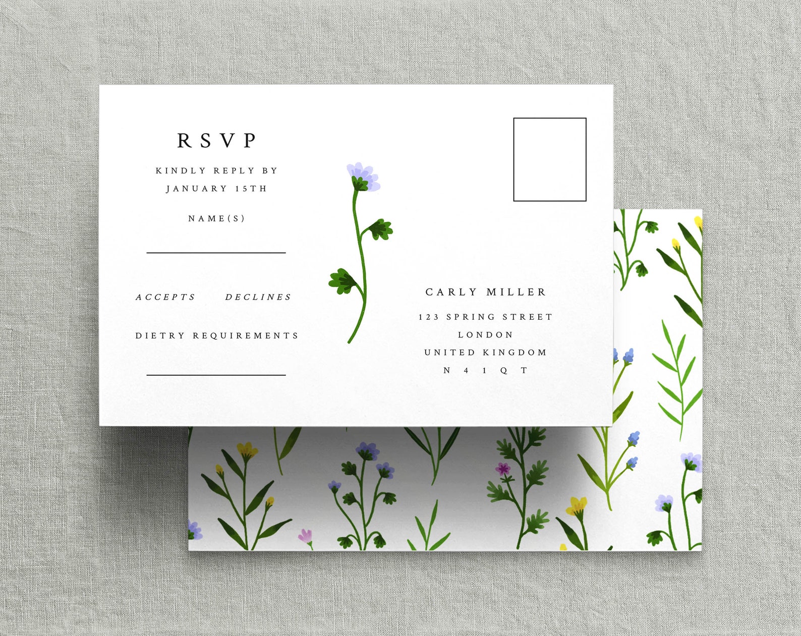 RSVP Card Template Printable RSVP Cards RSVP Postcard