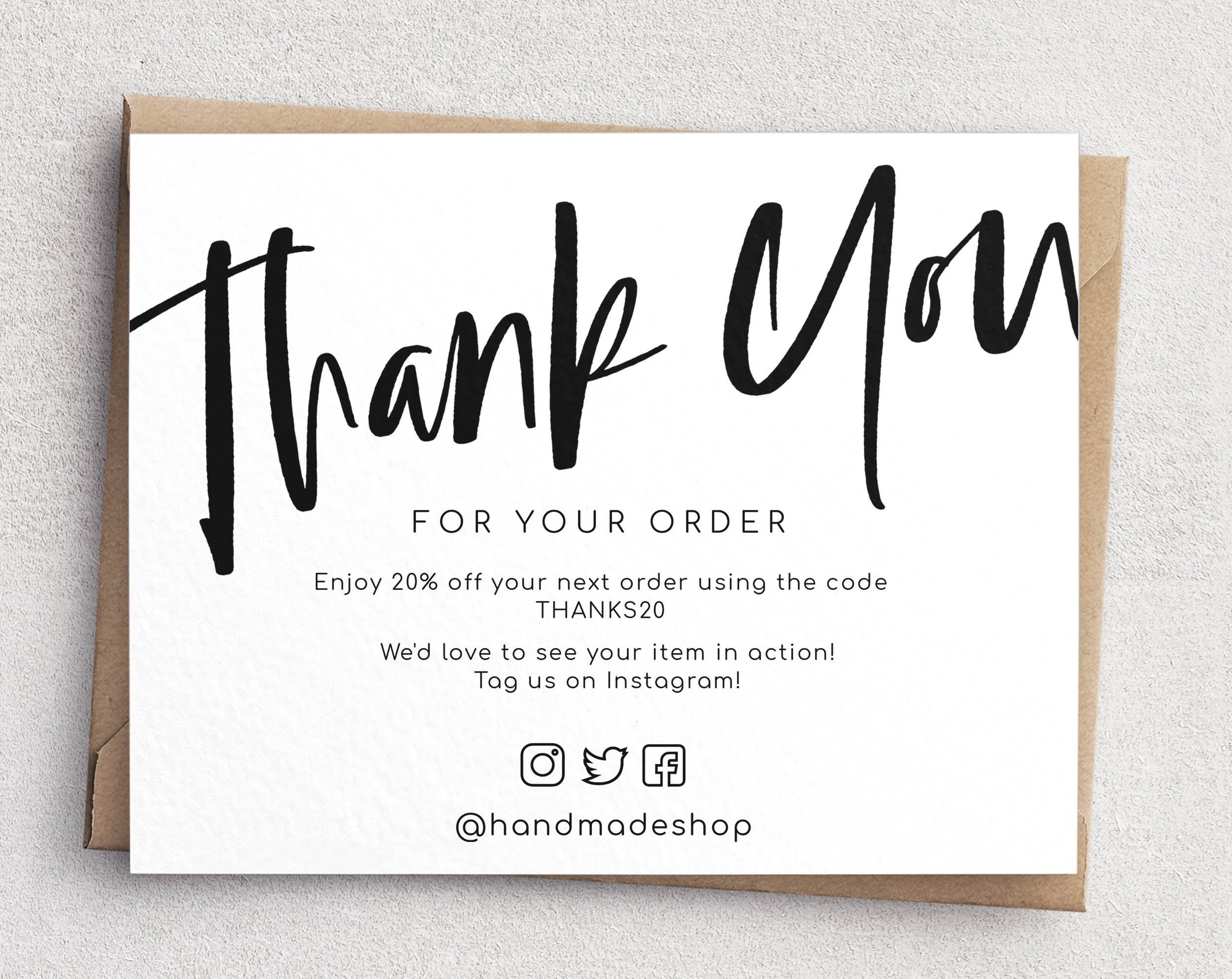 Printable Thank You For Your Purchase Card Template Free - Printable ...