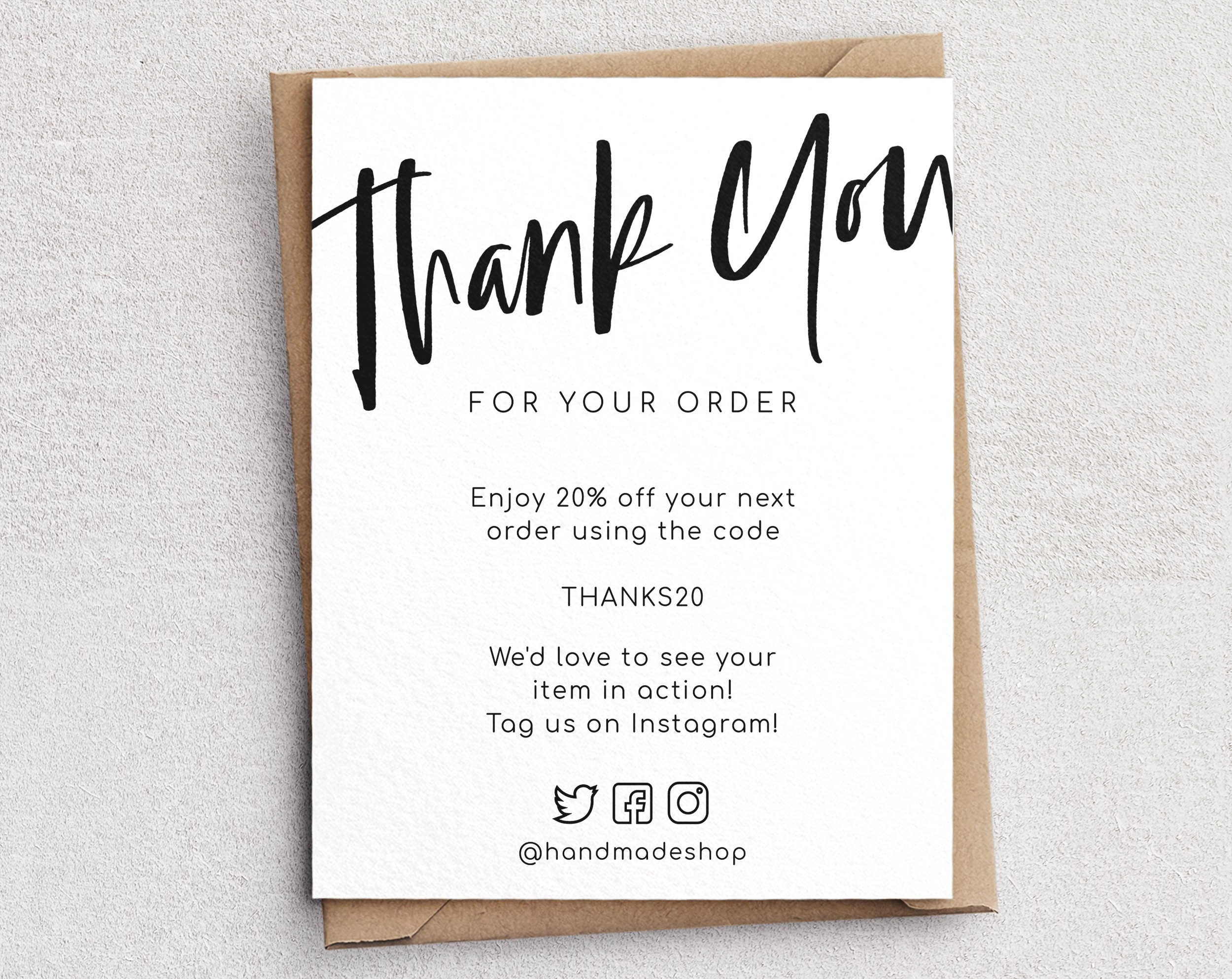 Thank You For Your Order Template Business Thank You Card | Etsy