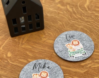 Untersetzer für Gläser Kinder mit Name | Untersetzer für Gläser Safari Party | Glasuntersetzer für Kinder Geburtstag