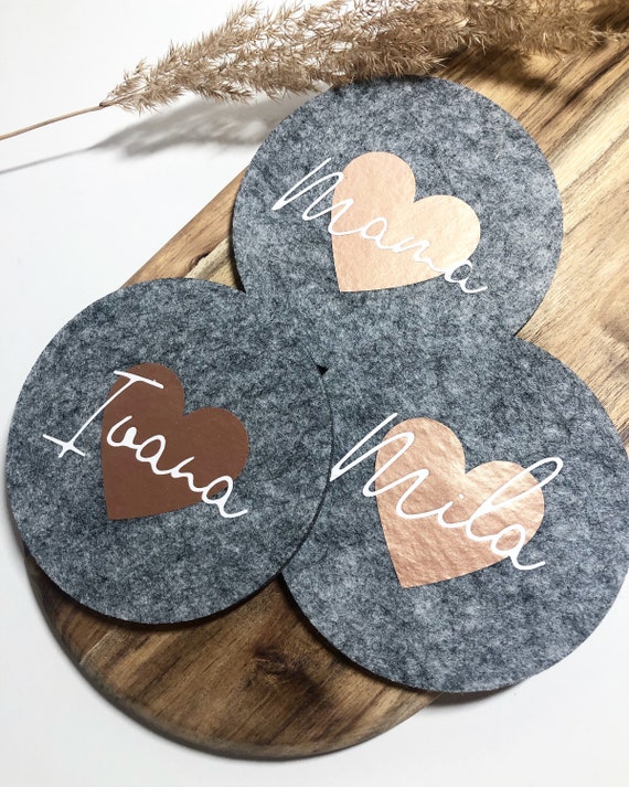 Glasuntersetzer personalisiert mit Name | Glasuntersetzer Filz