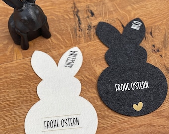 Bestecktasche Hase „Frohe Ostern“ mit Name | Bestecktasche personalisiert | Besteckhalter Ostern | Serviettenhalter
