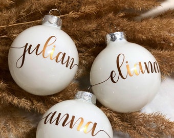 4er-Set Weihnachtskugeln mit Namen | Weihnachtskugel personalisiert | Christbaumkugel mit Name | Christbaumkugel personalisiert
