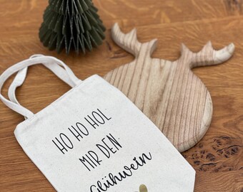 Flaschentasche mit Spruch Weihnachten | Geschenkverpackung Weinflasche | Wein ist Glück in Flaschen | Flaschentasche mit Motiv