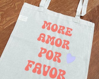 Stofftasche mit Spruch „More Amour por favor“ | Jutebeutel mit Spruch | Stofftasche personalisiert |