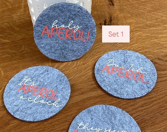 Untersetzer Aperol Set | Tischset Aperol | Untersetzer mit Spruch | Korkuntersetzer mit Spruch