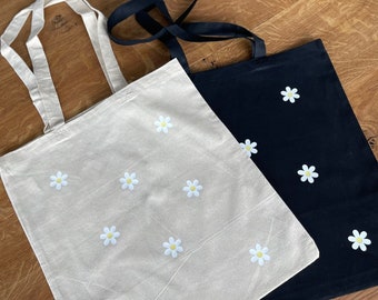 Stofftasche mit Gänseblümchen | Jutebeutel mit Gänseblümchen | Stofftasche personalisiert | Beutel mit Gänseblümchen