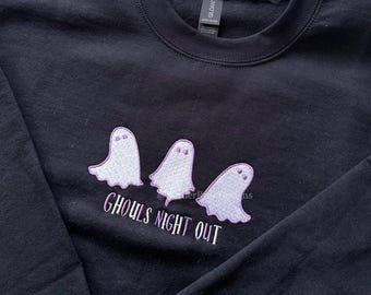 Ghouls Night Out Halloween Autumnal Fall Cosy Unisex Embroidered Sweatshirt Jumper