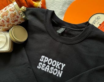 Spooky Season Halloween Autumnal Fall Cosy Unisex Embroidered Sweatshirt Jumper