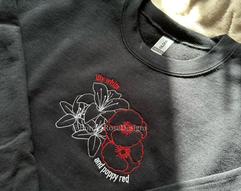 Lily White and Poppy Red Flowers Hadestown Unisex Embroidered