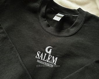 Salem Massachusetts Halloween Autumnal Fall Cosy Unisex Embroidered Sweatshirt Jumper