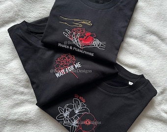 Wait For Me Flowers Hades x Persephone Hadestown Unisex Embroidered T Shirt