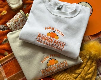 Farm Fresh Pumpkin Patch Autumnal Fall Cosy Unisex Embroidered Sweatshirt Jumper