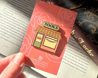 Pink Bookstore Gold Enamel Pin Badge