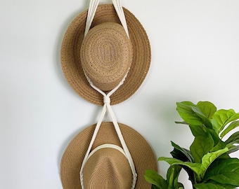 Macrame double hat hanger