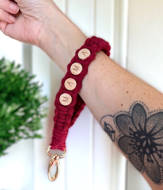 Sither Boho Macrame Keychain - Handmade Keychain Bracelet With Lobster Clasp, Cotton, For Women, Gift For Mom