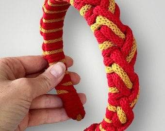 Kansas City Headband, KC Red and Gold Headband, Macrame Headband, Boho Hair Accessories, Hard Headband, KC Football, Game Day Outfit, Padded