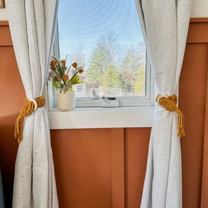 Macrame Curtain Tie Backs, Drapery Holdbacks, Farmhouse Boho Décor, Tassel Tiebacks, Eco Friendly Home Goods, Housewarming Gift, Room Decor image 4