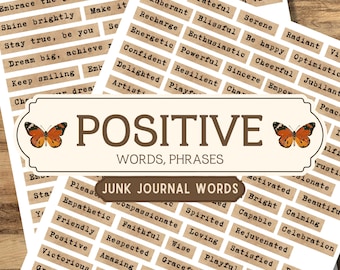 Efímeras de palabras y citas positivas: Diario basura imprimible (descarga digital)