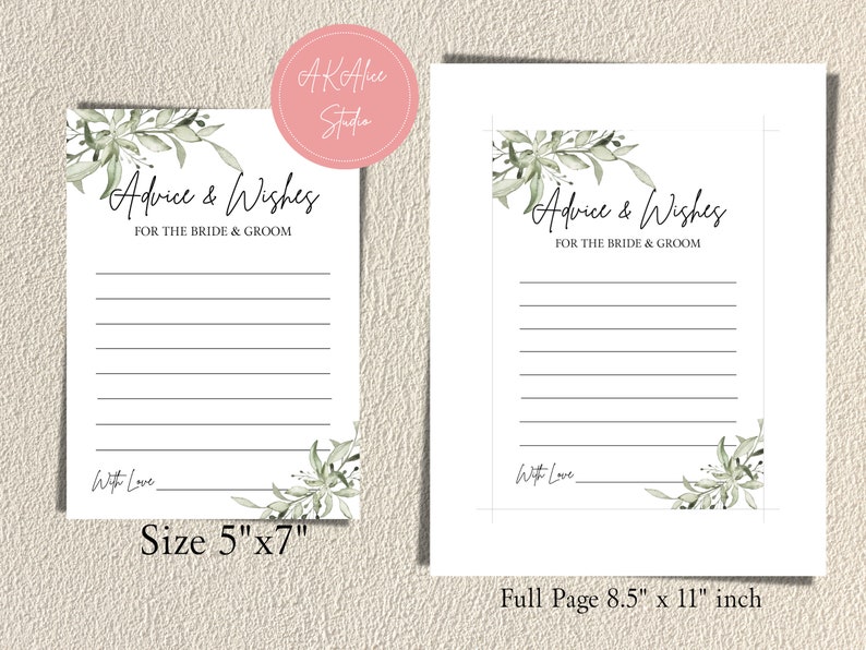 Printable Advice Cards for the Bride & Groom Wedding With Etsy