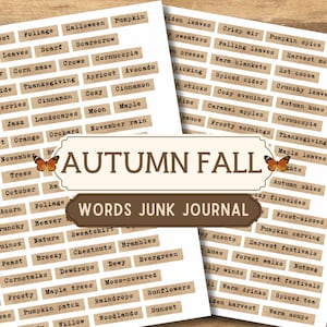 Printable Autumn Fall Junk Journal Words & Phrases, Autumn Label, Label Junk Journal Ephemera, Words Scrapbooking, Autumn Fall Journaling