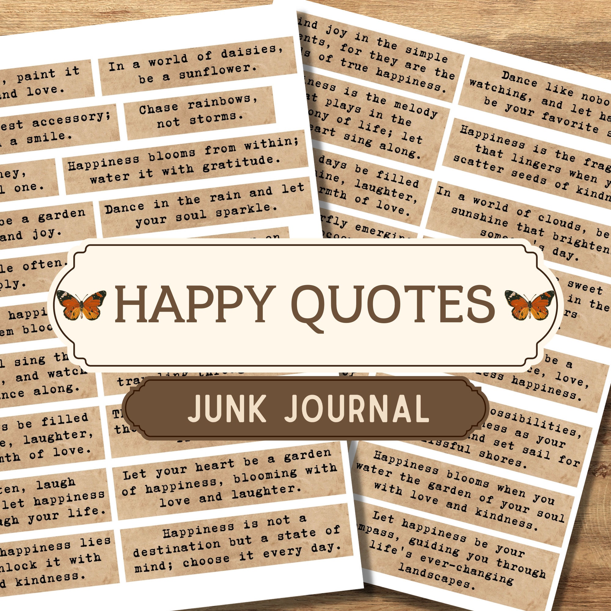 Printable Happy Quotes for Junk Journal, Happiness, Junk