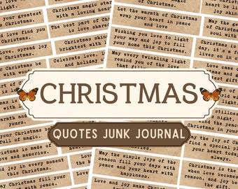 Printable Christmas Quotes Junk Journal, Xmas Label, Christmas Junk Journal Ephemera, Word Scrapbooking, Christmas Journaling, Words Strip