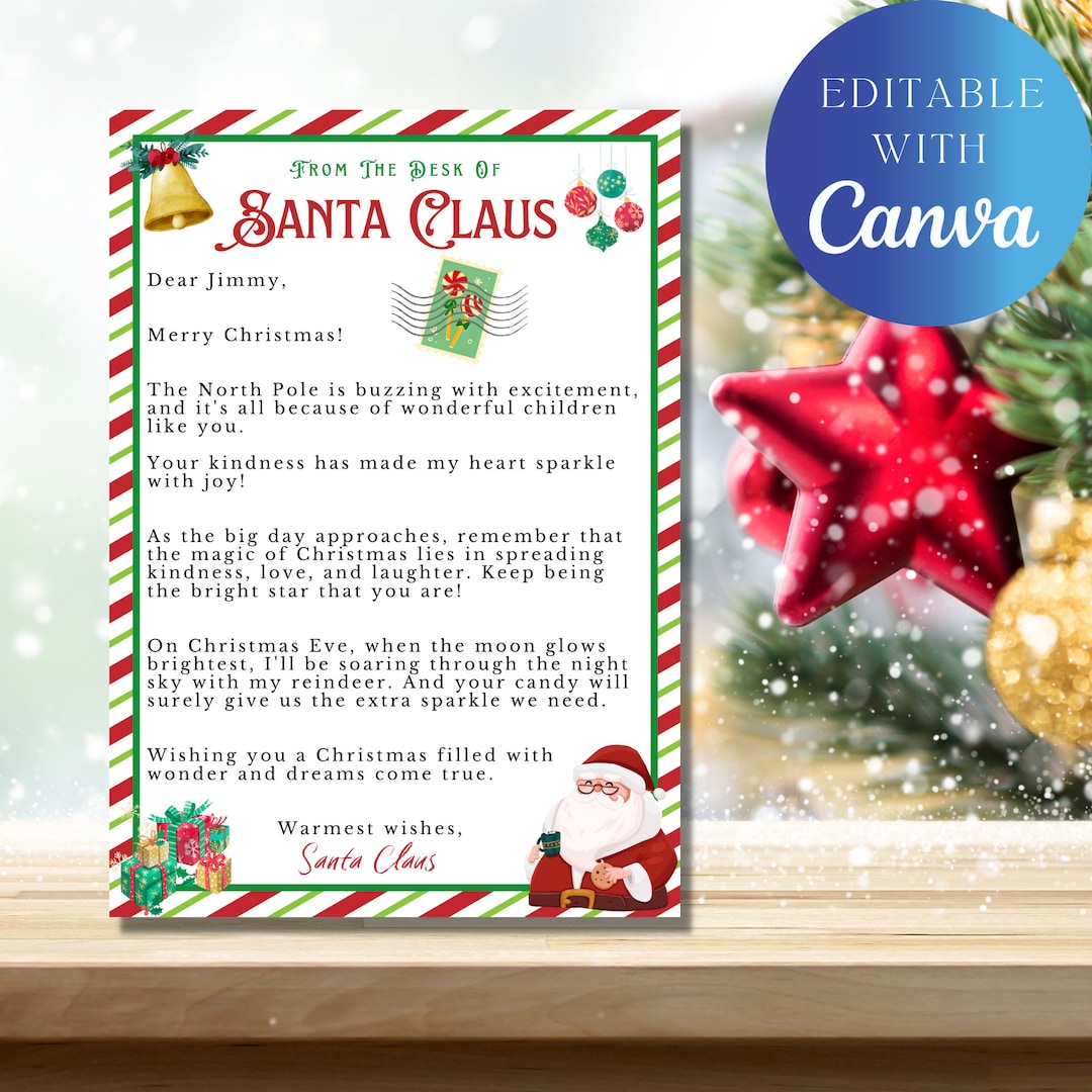 Personalized Santa Letters From the North Pole Editable Canva
