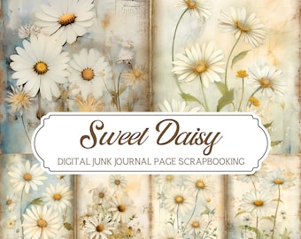 Vintage Daisy Junk Journal Pages, Floral Ephemera, Botanical Wildflower Scrapbook Paper, Cottagecore Printable Journal Kit