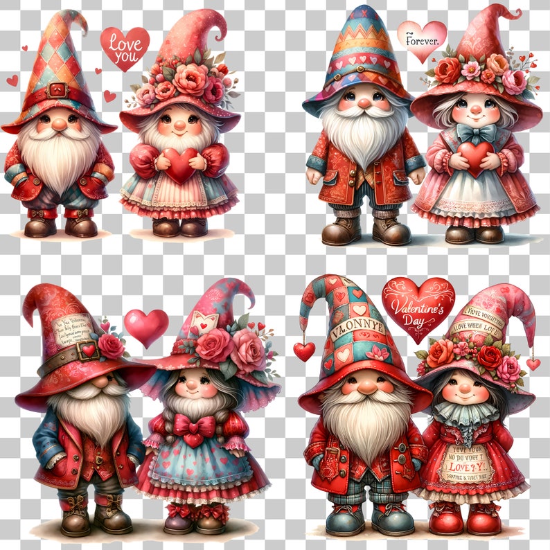 Valentines Gnome Clipart Bundle: Vintage Love PNG (digital Download) - Etsy