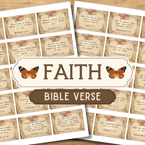 Printable Faith Bible Verse Junk Journal, Bible Verse Label, Bible Word Scraps, Scripture Verse, Words Ephemera, Words Scrapbooking