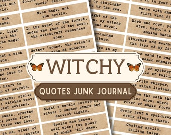 Printable Witchy Junk Journal Quotes,  Witchy Label Quotes, Label Junk Journal Ephemera, Quotes Scrapbooking, Witchy Journaling, Halloween
