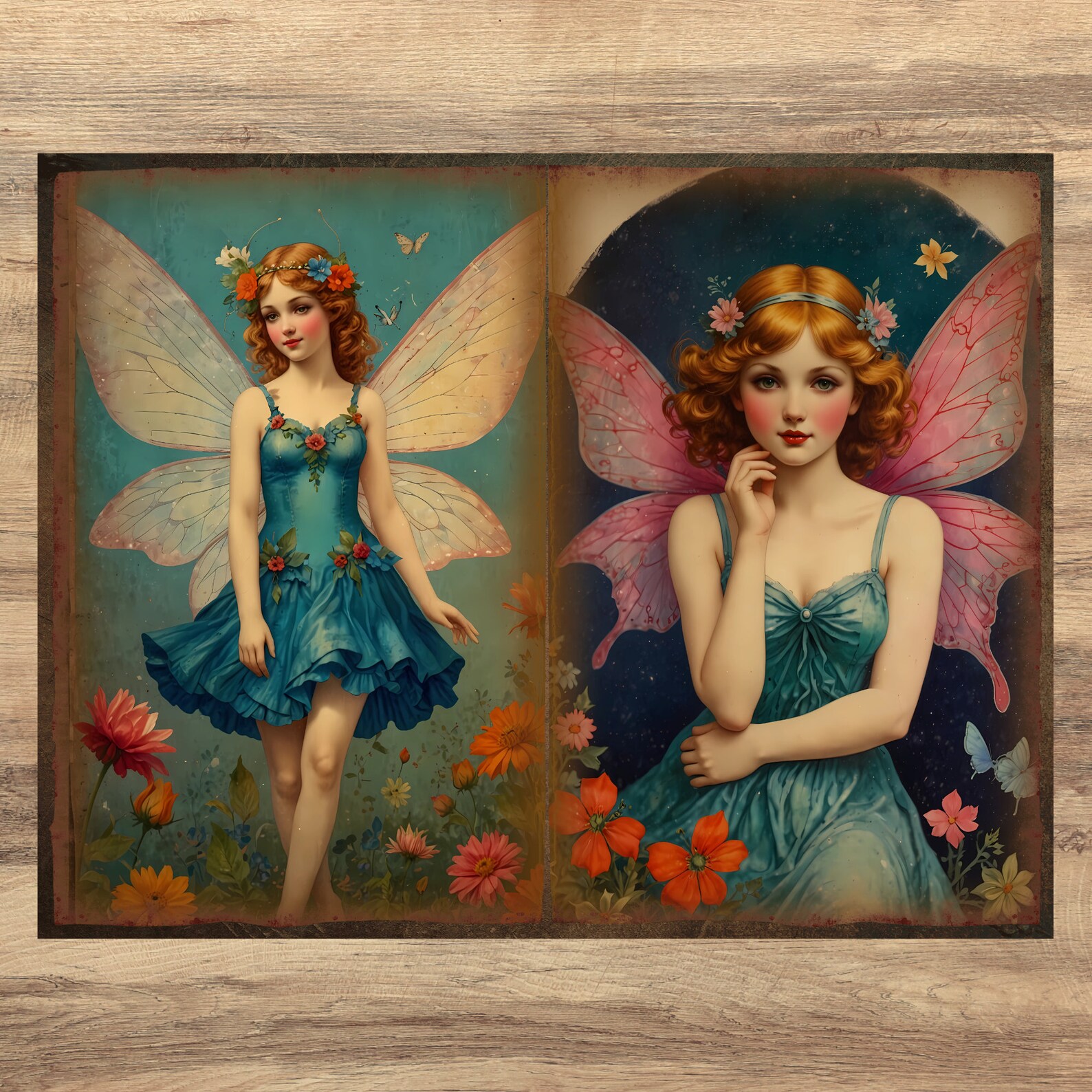 Printable Vintage Fairies Junk Journal Pages, Fairy Junk Journal, Junk ...