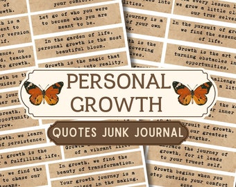 Citas imprimibles de crecimiento personal, efímeros de diario de autocuidado, tiras de palabras con afirmaciones positivas, estética Dark Academia, sentimientos