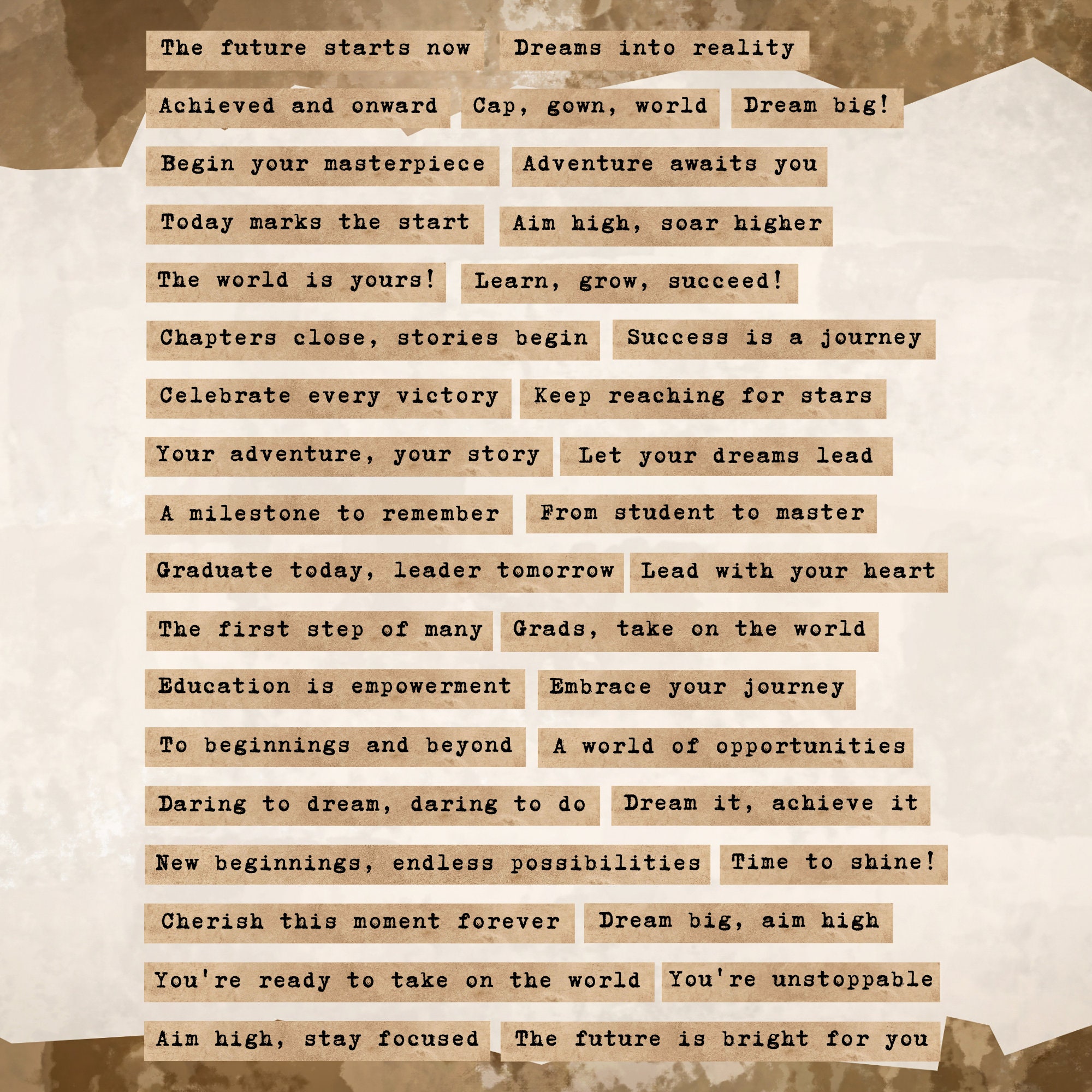 Graduation Term Example Printable Graduation Sayings, Vintage Junk Journal Ephemera ...