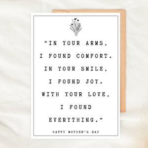 Printable Card for Mother&#39;s Day, Greeting Cards for Mom, Cards for Her, Happy Mother&#39;s Day, Mother&#39;s Day Gifts, Love Mom Card, Digital Print