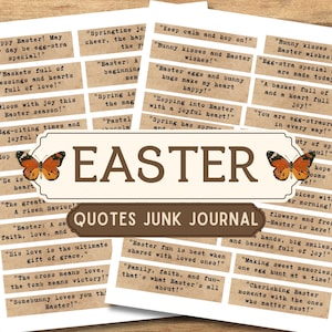 5 JPG Printable Easter Quotes, Easter Phrases, Junk Journal Easer, Ephemera, Embellishments, Easter Label, Vintage, Fussy Cut, Scrapbooking