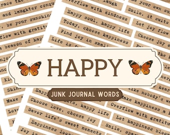 Frases efímeras de felicidad: Palabras imprimibles para diario basura (descarga digital)