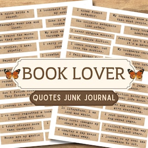 Citazioni stampabili per gli amanti dei libri, kit di diario di frasi per gli amanti dei libri, materiale effimero della biblioteca, materiale effimero del diario per gli amanti dei libri, kit digitali di citazioni sulla lettura