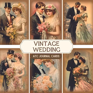 Vintage Wedding, ATC Cards Download, ATC background, Junk Journal Cards, Love, Valentines, Scrapbooking, Ephemera, Printable, Digital JPG