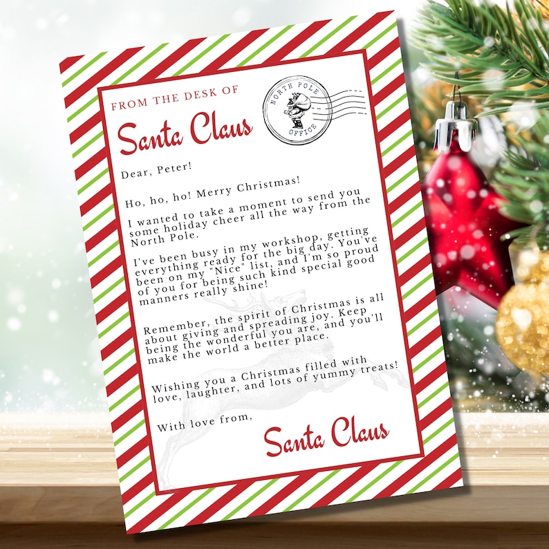 Personalized Santa Letters From the North Pole Editable Canva Template Personalized Santa Letters From the North Pole Editable Canva Template
